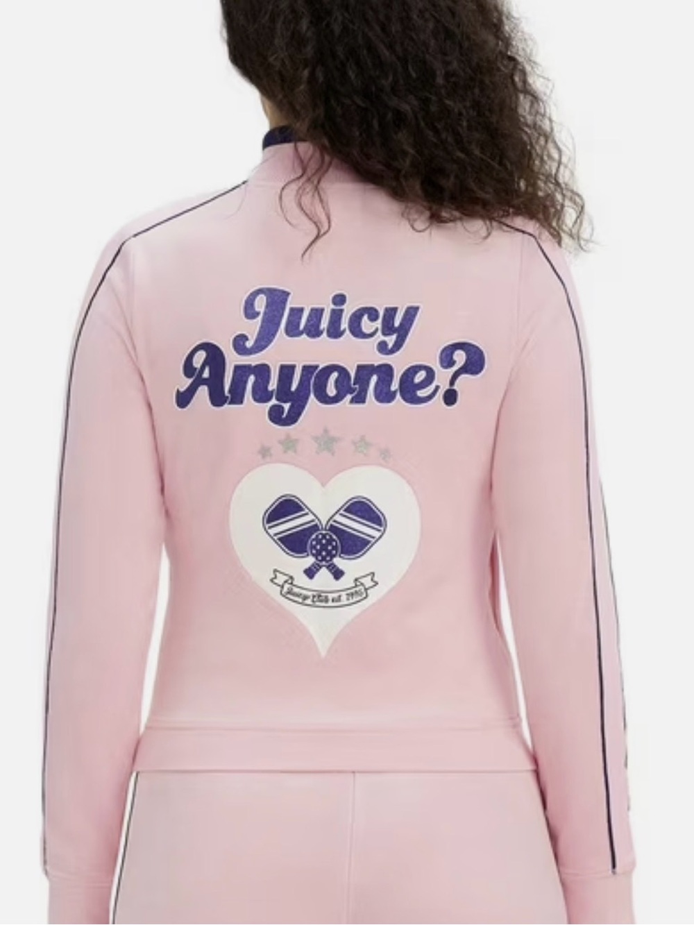 Juicy Couture Women's Pink Velour Pickleball Track Jacket